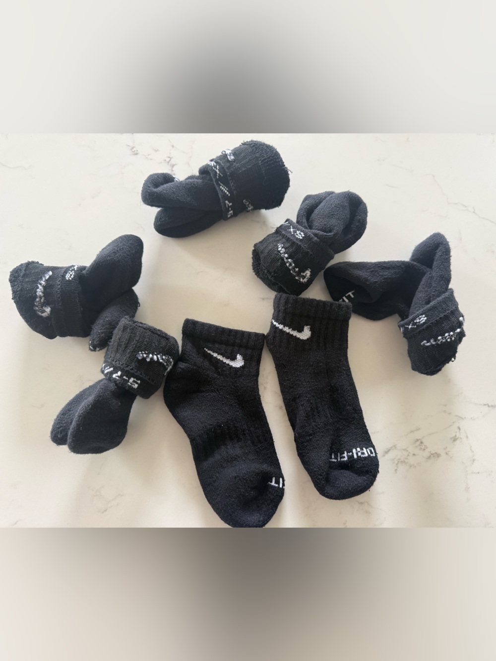 Nike Black Crew Athletic Socks - 6 pair, sz XS (5-7 years)